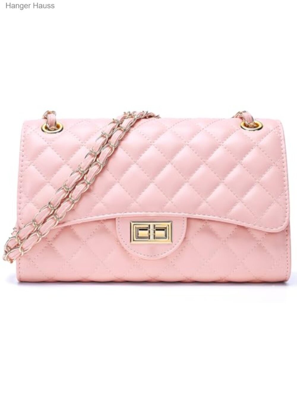 Quilted Faux Leather Crossbody Bag with Chain Strap Satchel Handbag